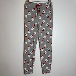 Jingles Joy Womens Grey Santa Print Pajama Pants Sleepwear Loungewear M